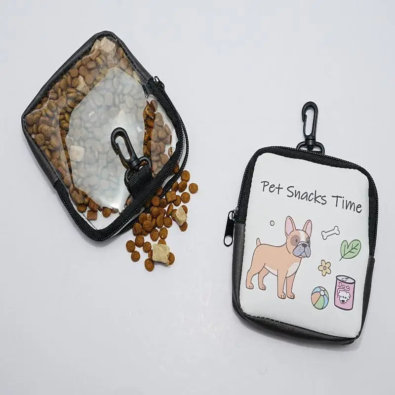 Cartoon Dog Treat Pouch – Zipper & Keychain | Training & Walking