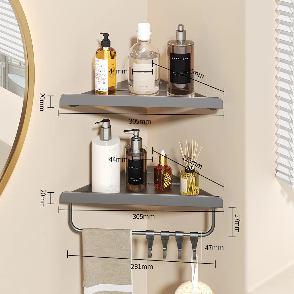 Wall Mounted Shower Corner Shelf – Metal Bathroom Storage Rack