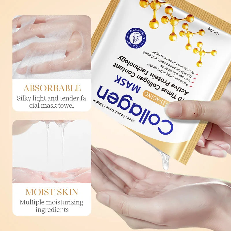 SADOER Collagen Face Mask 10pcs – Firming & Moisturizing Sheet Mask