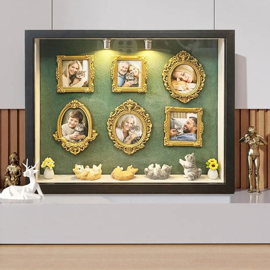 Mini Shadow Boxes Photo Album Display Miniature Figurines Travel Shadowes Box for Family Friends Adults Women Home Indoor Office Peaceful Pleasures Health and Wellness