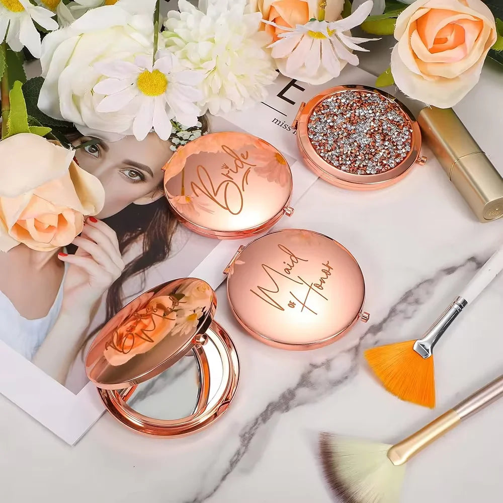 Bridesmaid Compact Mirror | Wedding Bridal Party Gift Bridal Compact Mirror Peaceful Pleasures Health and Wellness