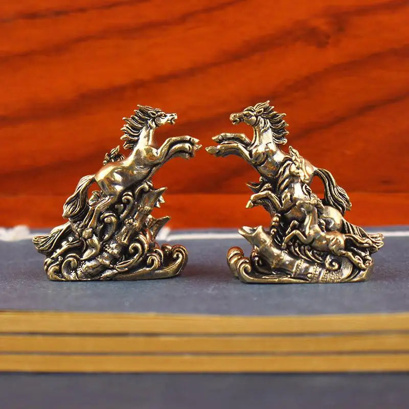 Feng Shui Brass Galloping Horse Statue | Wealth & Success Decor