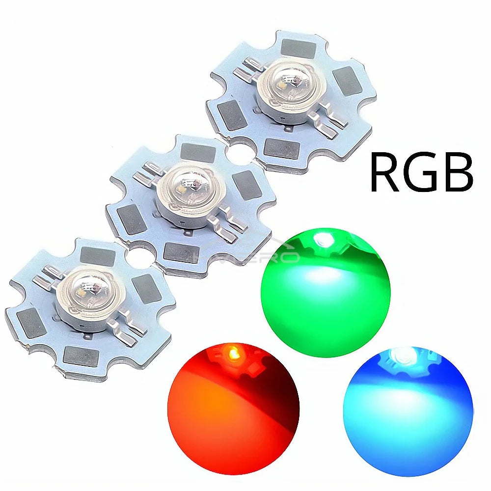3W High Power LED Chip Beads 10/20 Pack + 20mm Star PCB