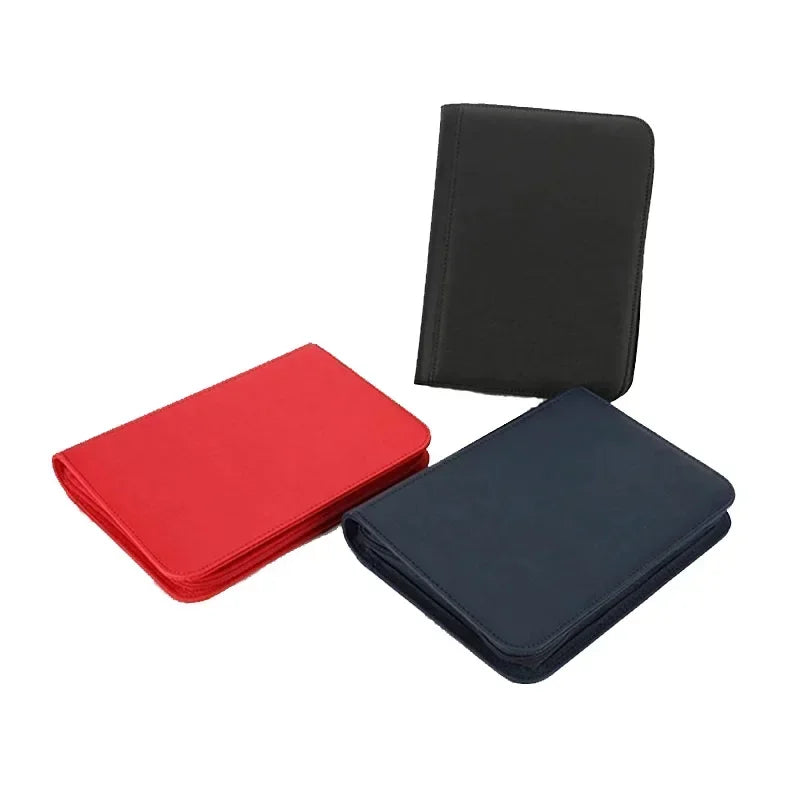 PU Leather 160 Pockets Cards Side Loading Binder TCG Game Zipper Card Album With 4 Sealed Fixed Pockets Pages For MG/PKM/FOW/YGO Peaceful Pleasures Health and Wellness