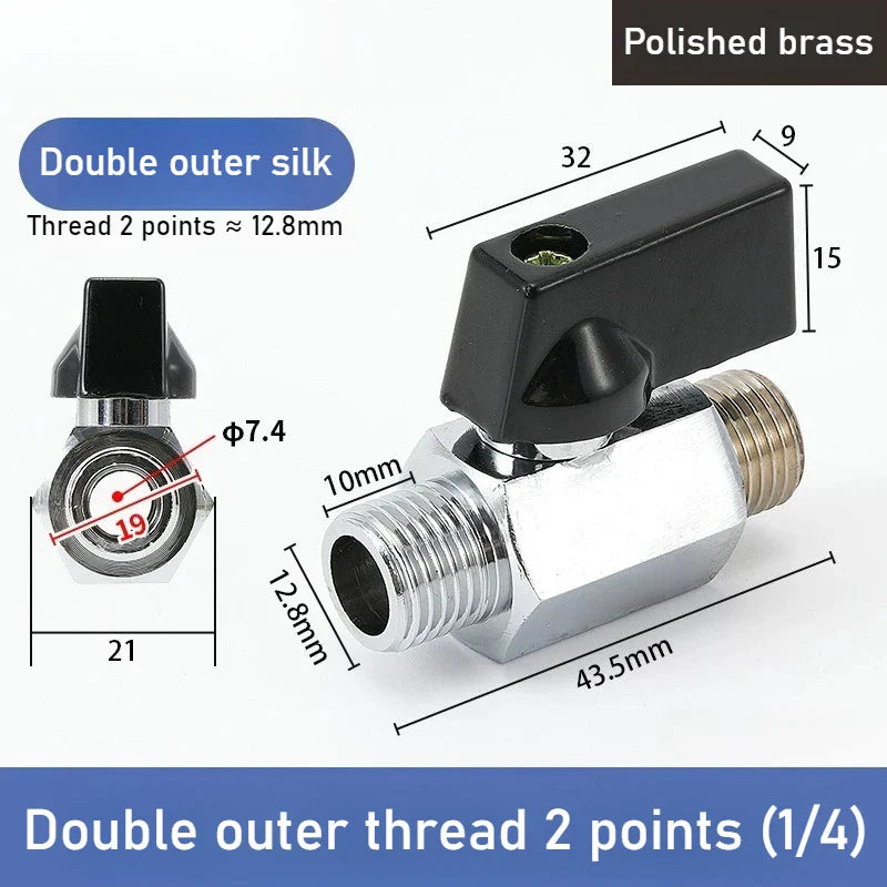 Mini Polished Copper Ball Valve PT1/8–1/2 | Water & Gas Pipe