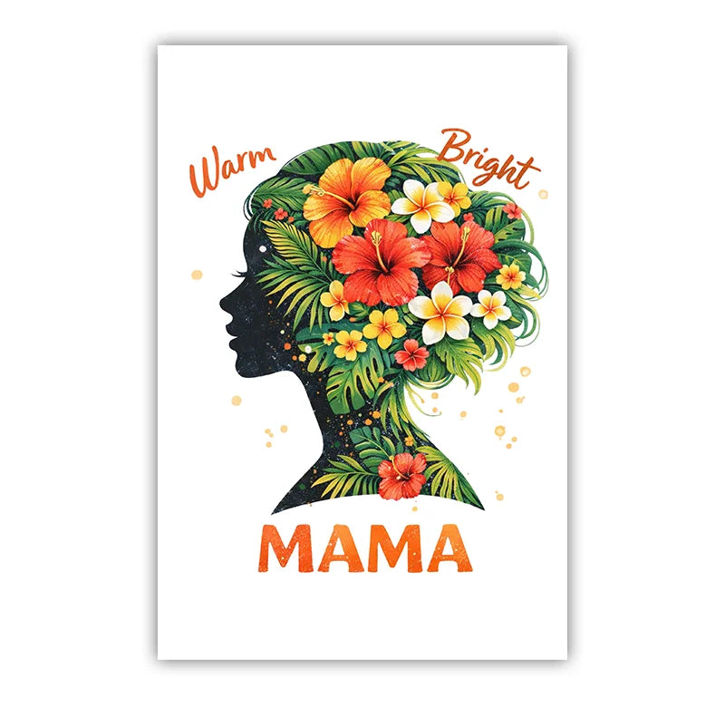 Nordic Woman Silhouette Floral Canvas Wall Art | Bedroom Poster Canvas Wall Art Peaceful Pleasures Health and Wellness