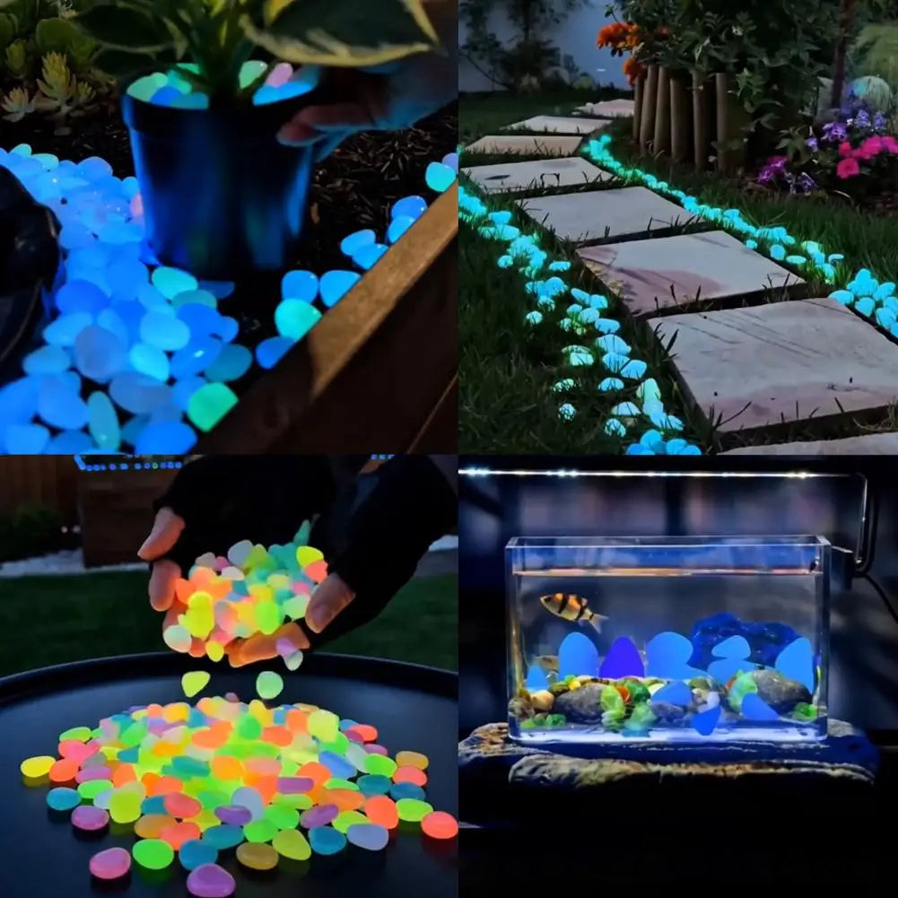 Glow In The Dark Pebble Stones | Multicolor Luminous Garden Rocks