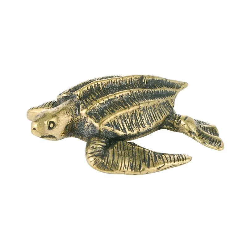 Solid Brass Turtle Mini Ornament Statue Tea Pet Crafts Desktop Animal