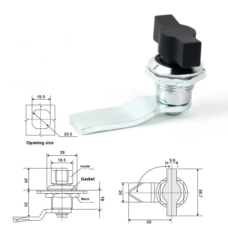Cylindrical Tongue Keyless Lock for Cabinet Doors, Garage Distribution Cabinet; Industrial Quality Lock Handle Tools Peaceful Pleasures Health and Wellness 02