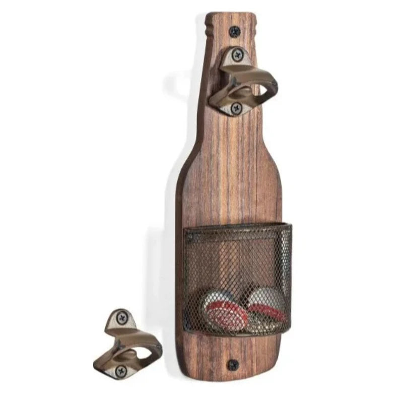 Wall Mounted Beer Bottle Opener Creative Bottle Cap Catcher Decorative Kitchen Bar Accessory Storage Tool for Home Wall Decor Peaceful Pleasures Health and Wellness