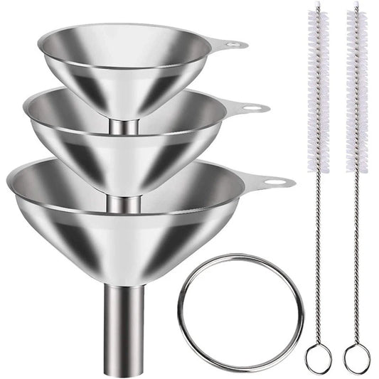 Stainless Steel Kitchen Funnel Set – 3 Sizes for Bottles, Essential Oils & Spices Peaceful Pleasures Health and Wellness 5pc