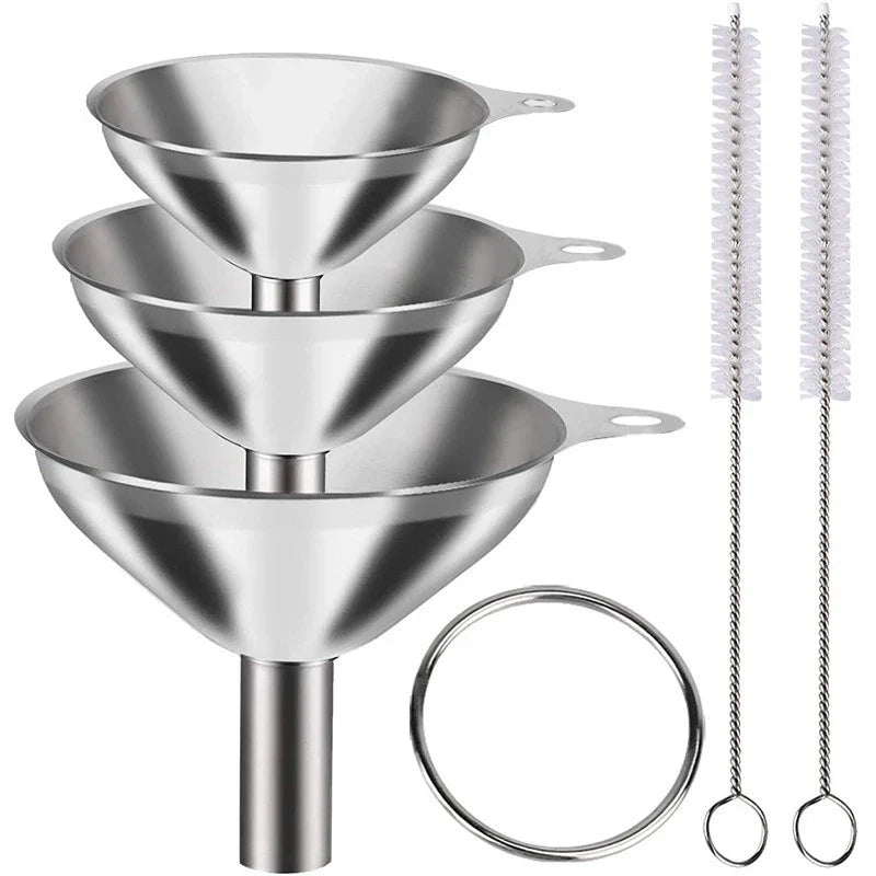 Stainless Steel Kitchen Funnels Set 3/5 Pcs – Food Grade Metal