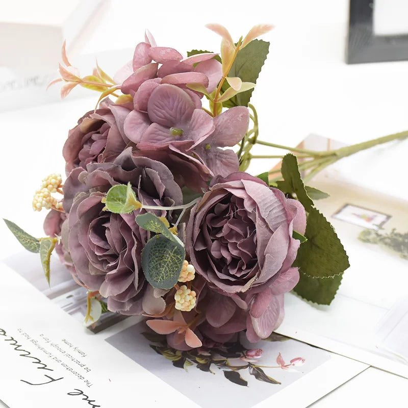 Silk Rose Artificial Flower Bouquet – Wedding & Home Décor