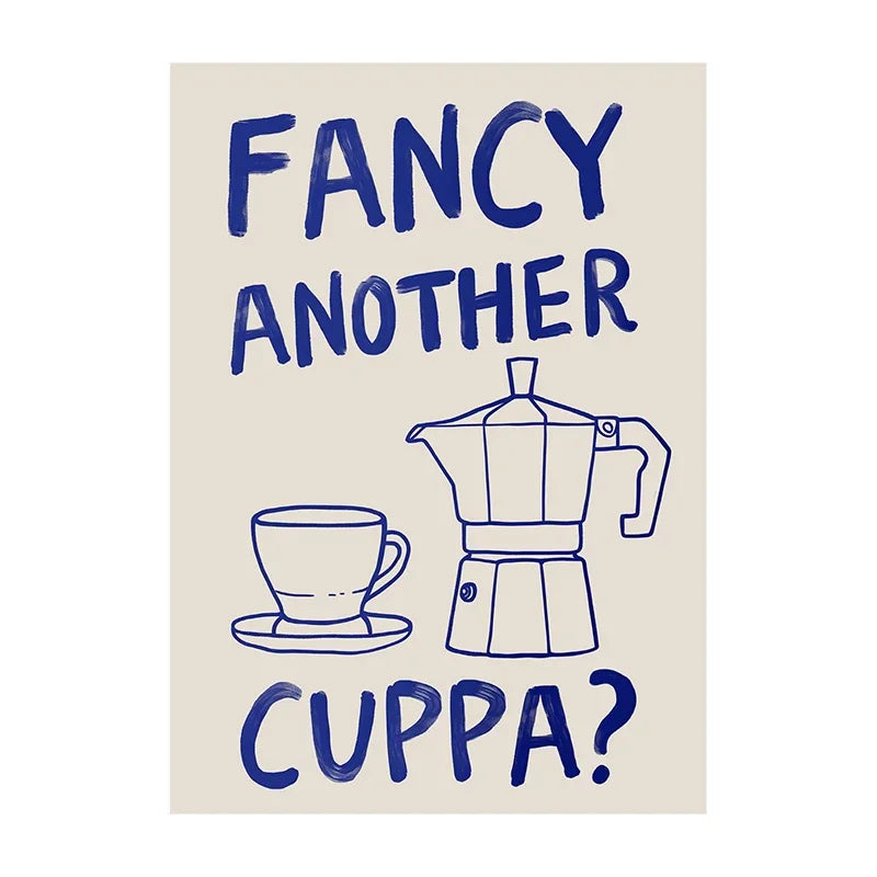 Funny Coffee Diver Canvas Wall Art | Kitchen Decor Print