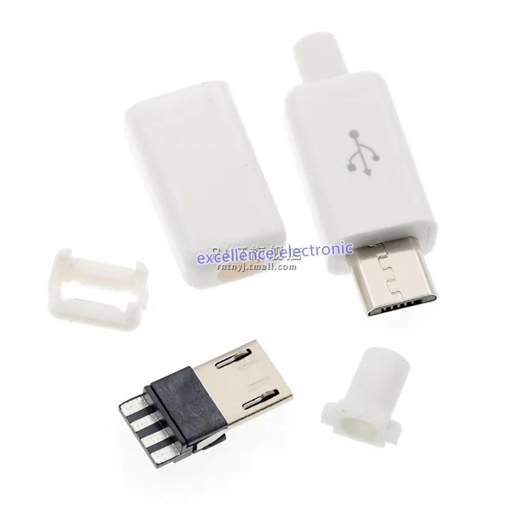 10Pcs USB Connectors Type B/Micro/Mini/USB2.0 Type A Male Female Assembly Adapter DIY Soldering Repair Data Charging Plug Socket Peaceful Pleasures Health and Wellness Micro 2A white 4in1