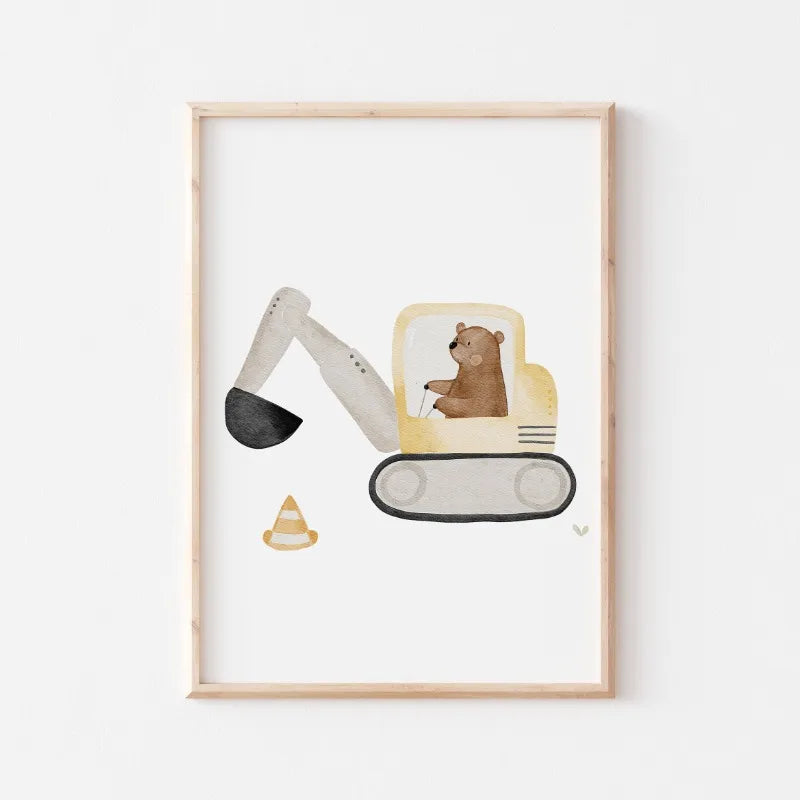 Cute Bear Cartoon Canvas Wall Art for Kids Nursery Room Decor