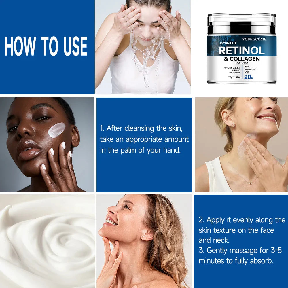 Retinol & Collagen Anti-Aging Face Cream – 72H Hydration | 70g