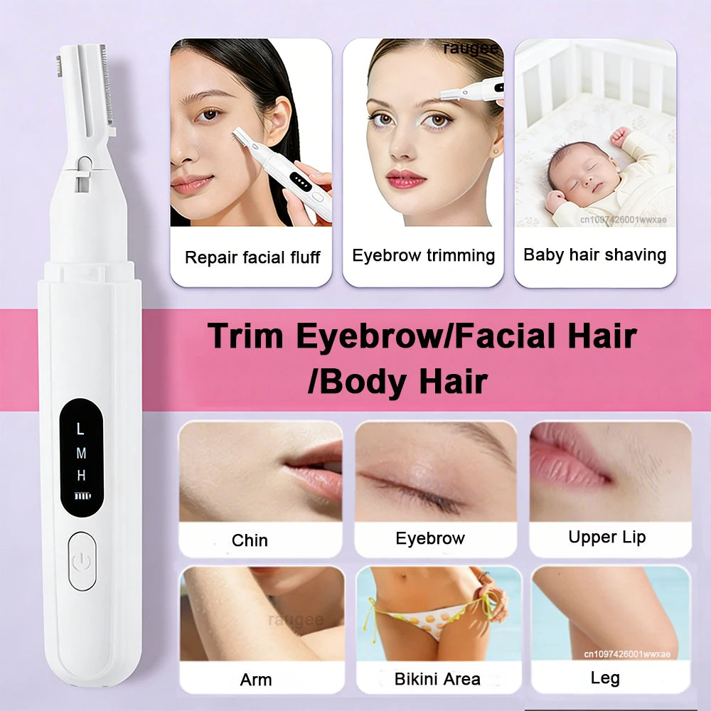 Electric Eyebrow Trimmer Rechargeable Electric Eyebrow Shaver Razor Electric Facial Blades for Women Body Facial Hair Removal Peaceful Pleasures Health and Wellness
