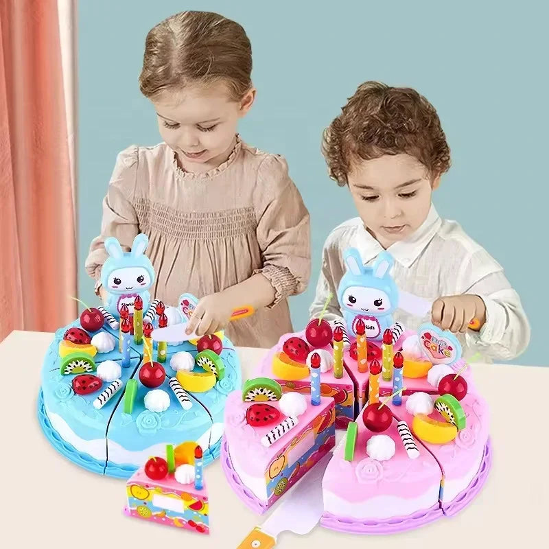 Kids DIY Birthday Cake Cutting Toy – Pretend Play Kitchen Set