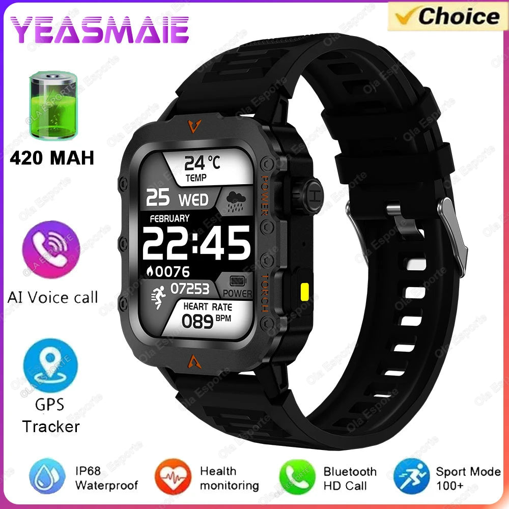 Men Smart Watch Bluetooth Call Sleep Heart Rate Health Monitor Outdoor LED Flashlight Waterproof Sports Watche For Android IOS Peaceful Pleasures Health and Wellness Black 2 Smartwatch