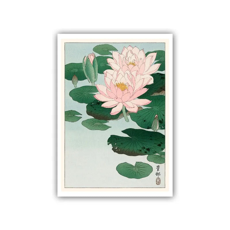 Ohara Koson Japanese Ukiyo Poster Vintage Goldfish Lotus Owl Peacock Geisha Canvas Painting Wall Art for Living Room Home Dec Peaceful Pleasures Health and Wellness