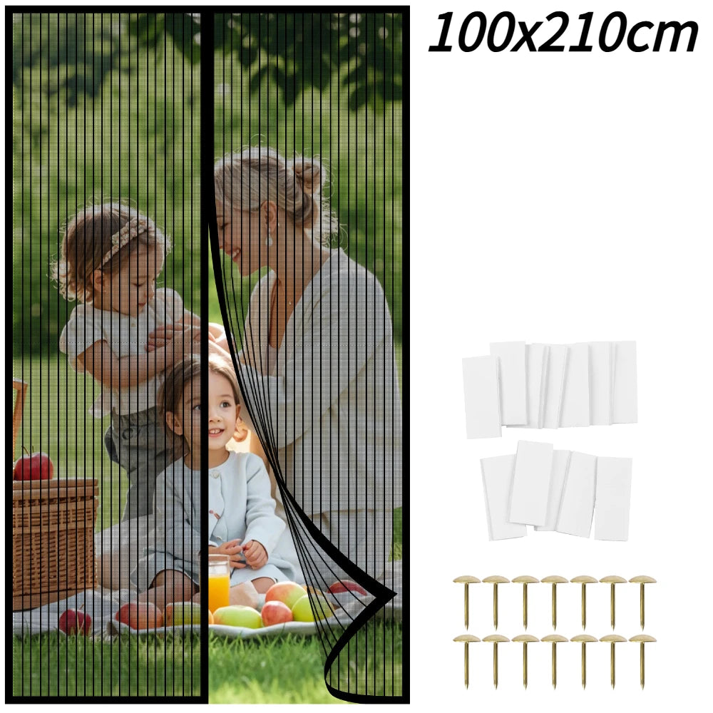 Magnetic Screen Door Net Self Closure Pets Dog Friendly Durable Fiberglass Mesh Curtain Keep Bugs Mosquito Out For Bedroom Door Peaceful Pleasures Health and Wellness B Type black 1pc