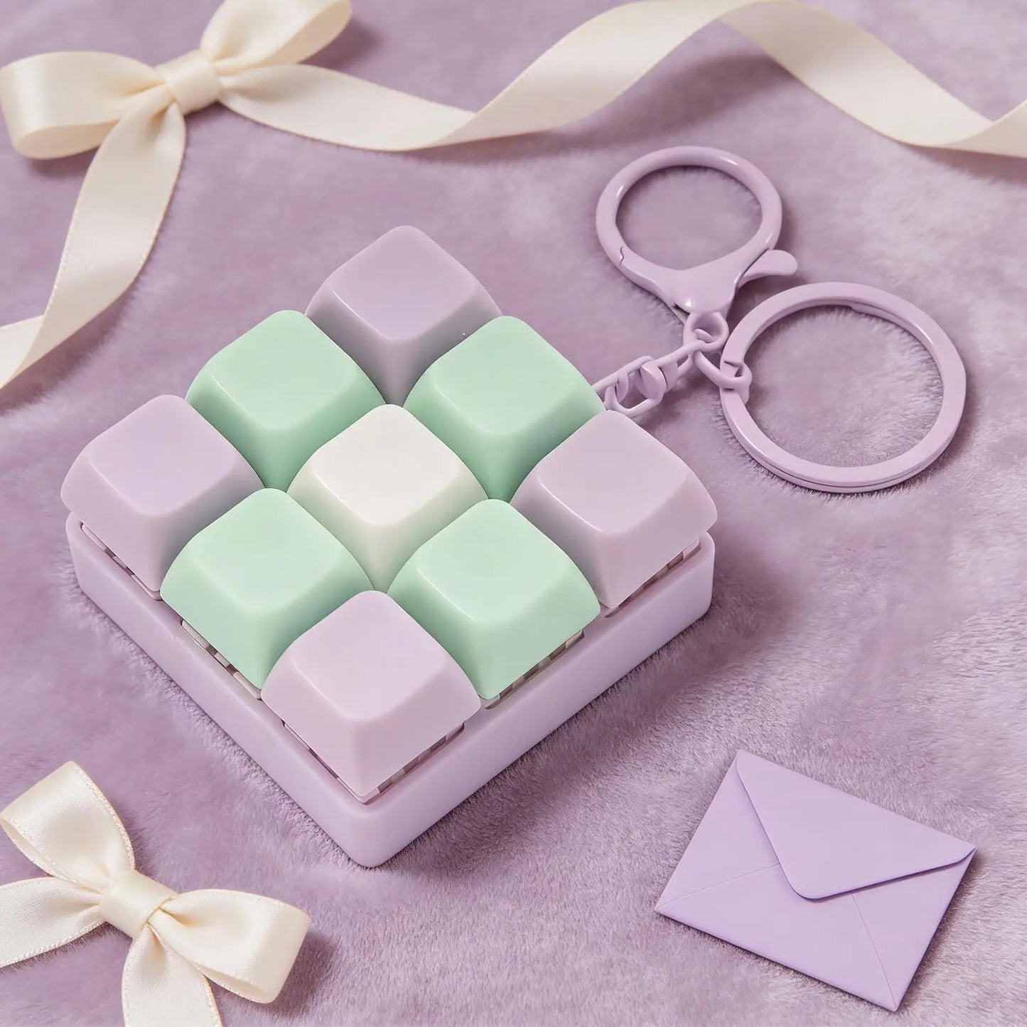9-Key Mechanical Keyboard Fidget Clicker Keychain Toy