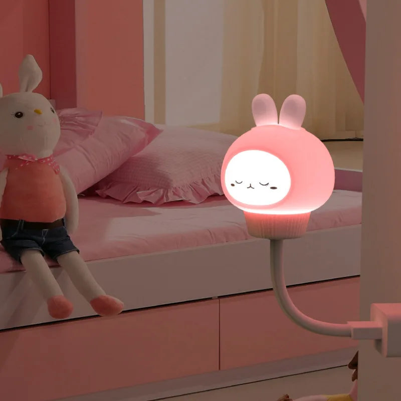 USB Night Light LED Cute Cartoon Night Lamp Bear Chick Kitten for Baby Kid Bedroom Decoration Bedside Lamp Peaceful Pleasures Health and Wellness