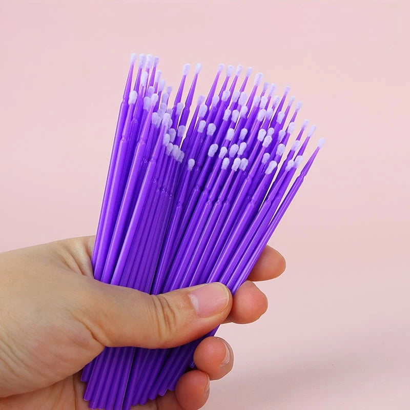 100Pcs Eyelash Micro Cleaning Brushes | Lash Extension Swabs