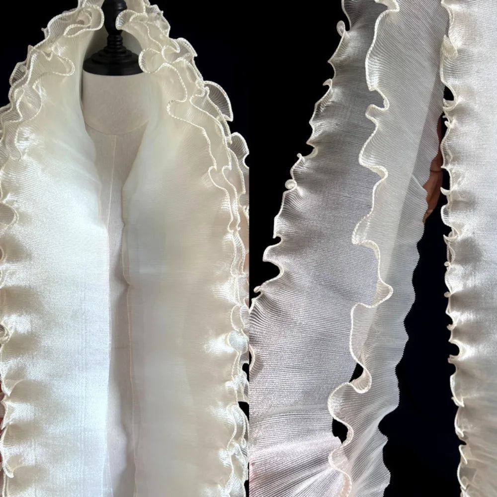 2-Yard Flounce Wave Lace Fabric – 12cm Gradient Mesh Organza