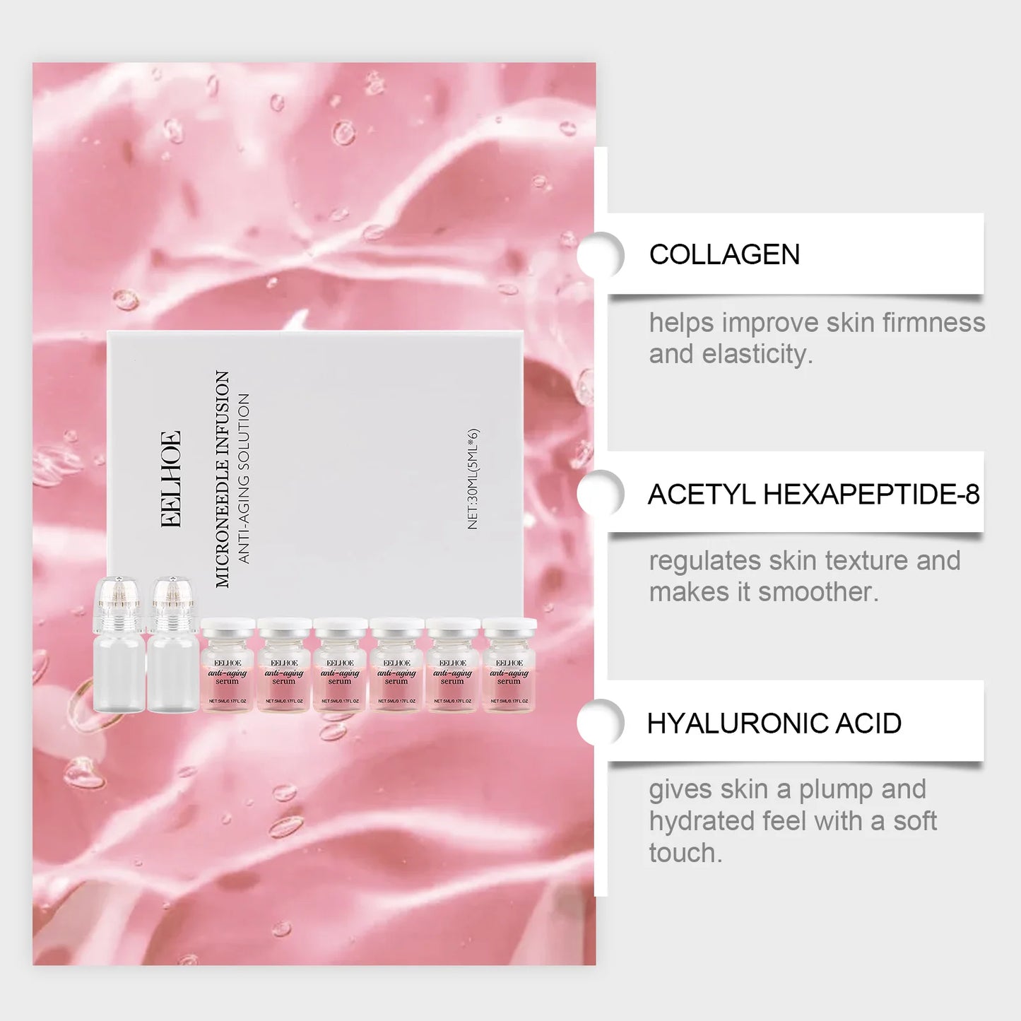 Eelhoe Anti-Aging Firming Serum Kit with Microneedle Roller