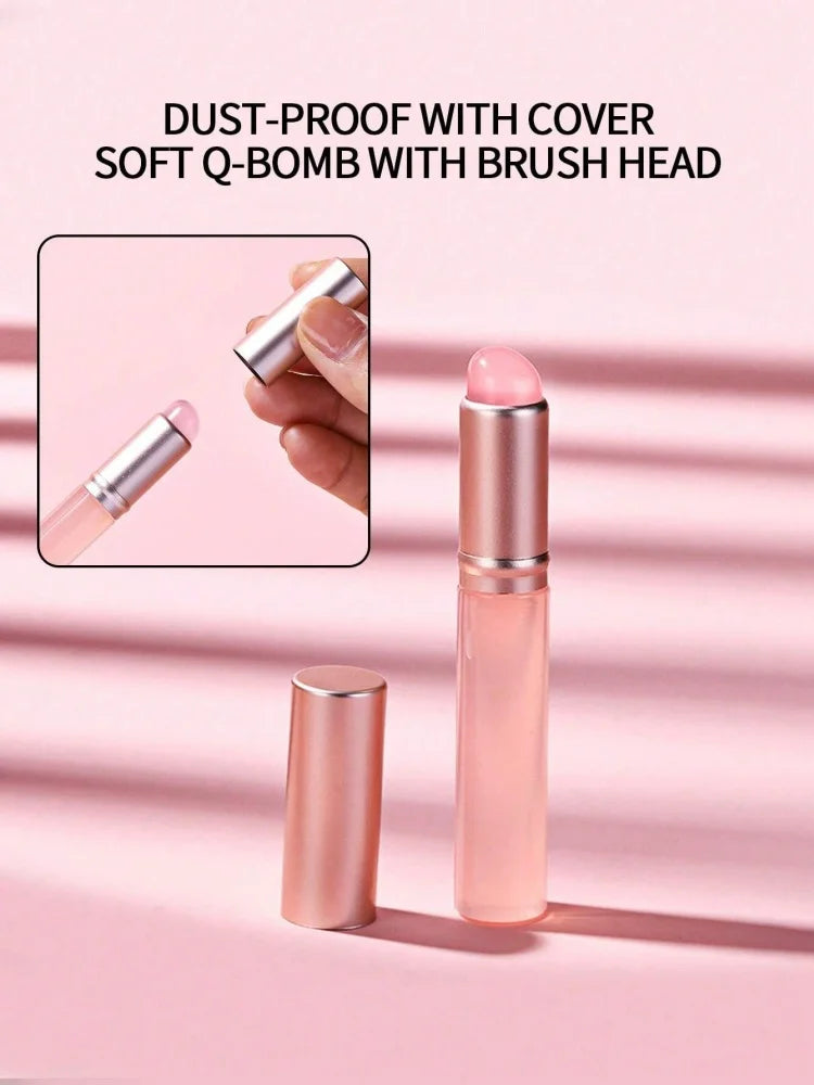 Jelly Pink Nail Art Silicone Brush Reusable Mirror Powder Pigment Applying Manicure Tool Soft Q-elastic Smudge Nail Brush Stick Peaceful Pleasures Health and Wellness