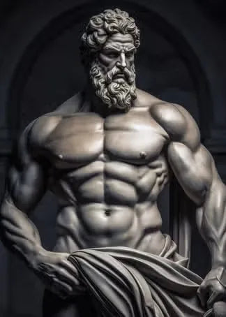 Zeus Greek God Black & White Abstract Canvas Wall Art Print