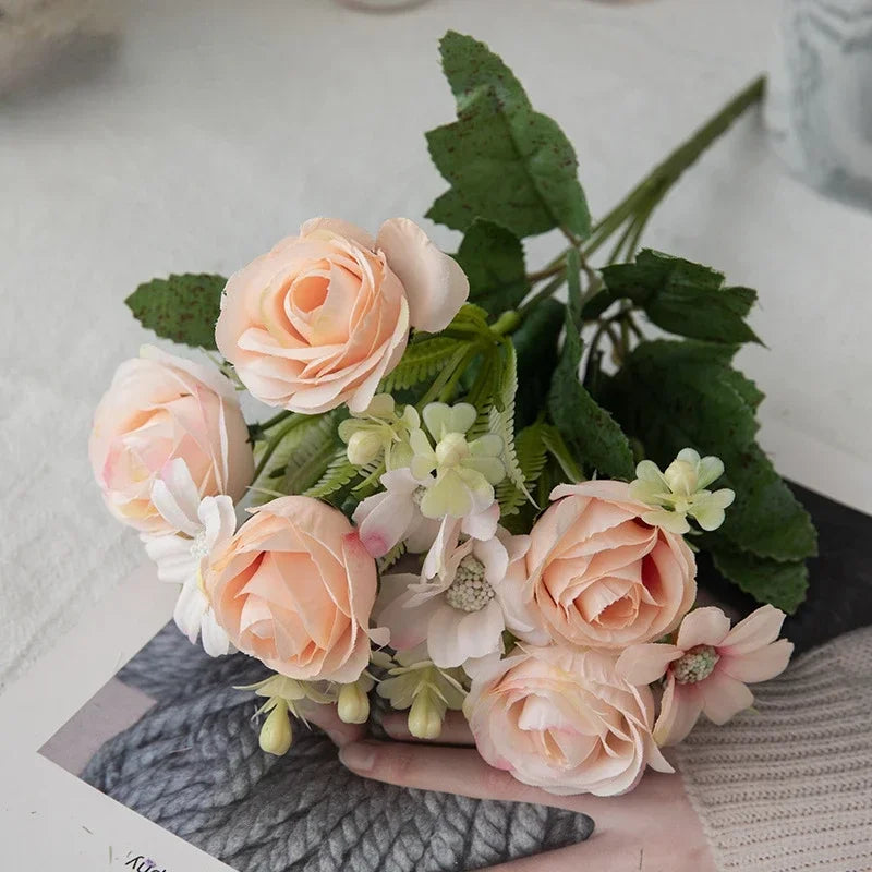 Silk Rose Artificial Flower Bouquet | Wedding & Home Decor