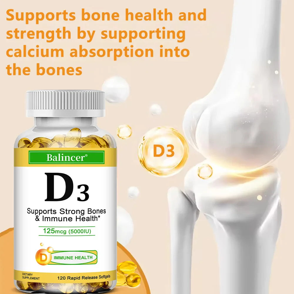 Balincer Vitamin D3 5000 IU Softgels – Bone & Immune Support