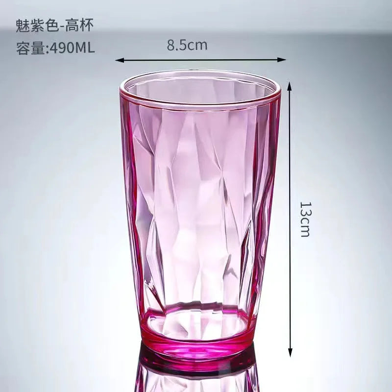 1PC Acrylic AS water cup Household color plastic cup gargle beer cup Restaurant juice cup drop resistant reusable Peaceful Pleasures Health and Wellness 490ml M
