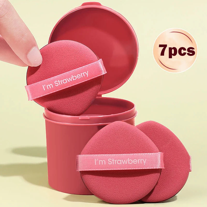 7-Piece Strawberry Makeup Sponge Puff Set – Soft Double-Sided