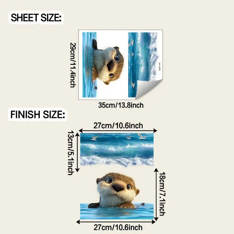 Sea Otter Waterproof Toilet Lid & Tank Sticker Decal Set