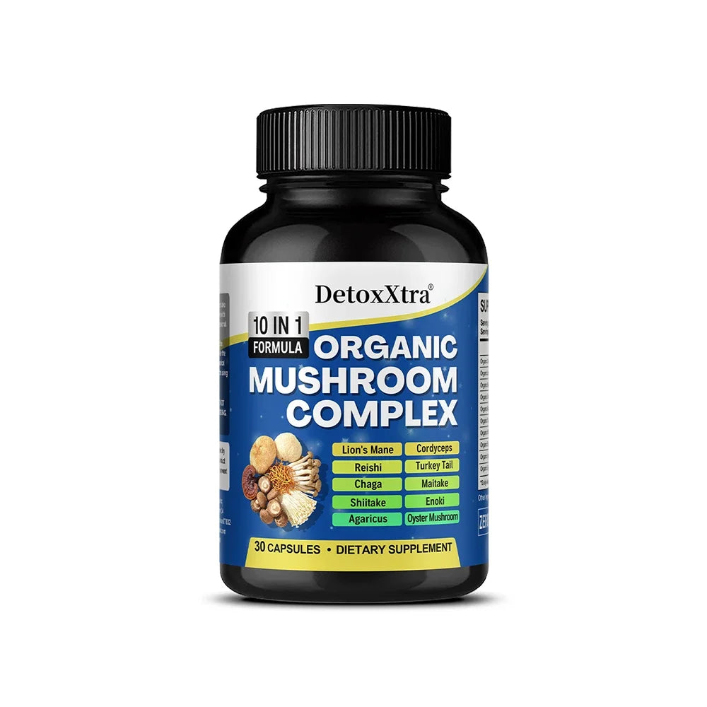 Organic Mushroom Complex Capsules - Cordyceps, Lion's Mane, Reishi, Support Brain Focus, Memory, Mood, Energy & Immune Wellness Peaceful Pleasures Health and Wellness 30 count-1 bottle