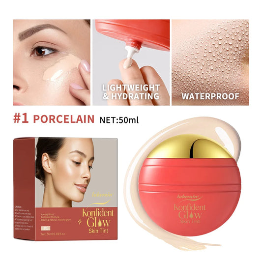 Konfident Glow Skin Tint Hydrating Skin Foundation Coverage 30 ml Oil-Free Long - Lasting Waterproof Glass-Skin Foundation Clean Peaceful Pleasures Health and Wellness