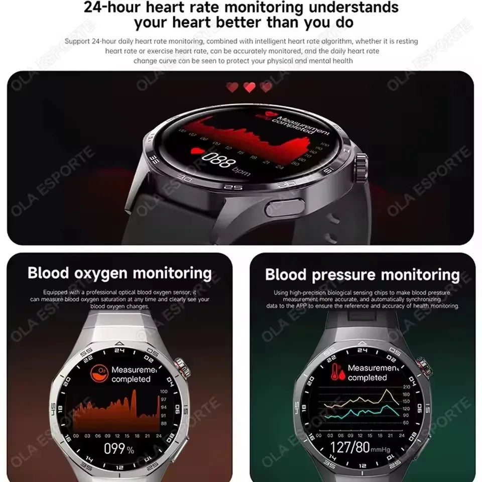2026 New For Android ios Smart Watch Men HD AMOLED Screen GPS Motion trajectory Heart Rate Bluetooth Calls SmartWatch Waterproof Peaceful Pleasures Health and Wellness