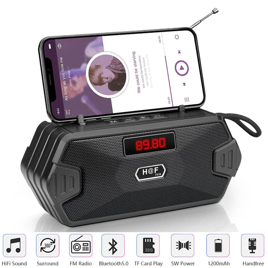 AyeBeau Portable Bluetooth 5.0 Speaker FM Radio Bass Subwoofer Portable Bluetooth Speaker Oasis Select