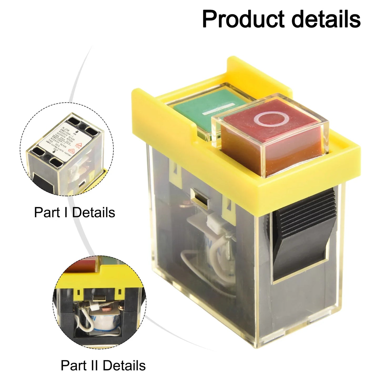 KJD6 Electromagnetic Switch AC250V 6A Waterproof 2-Button Safety