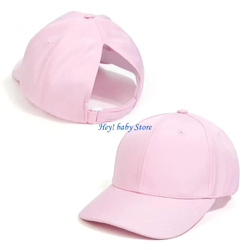 Girls Ponytail Hole Baseball Cap | Breathable Kids Sun Hat