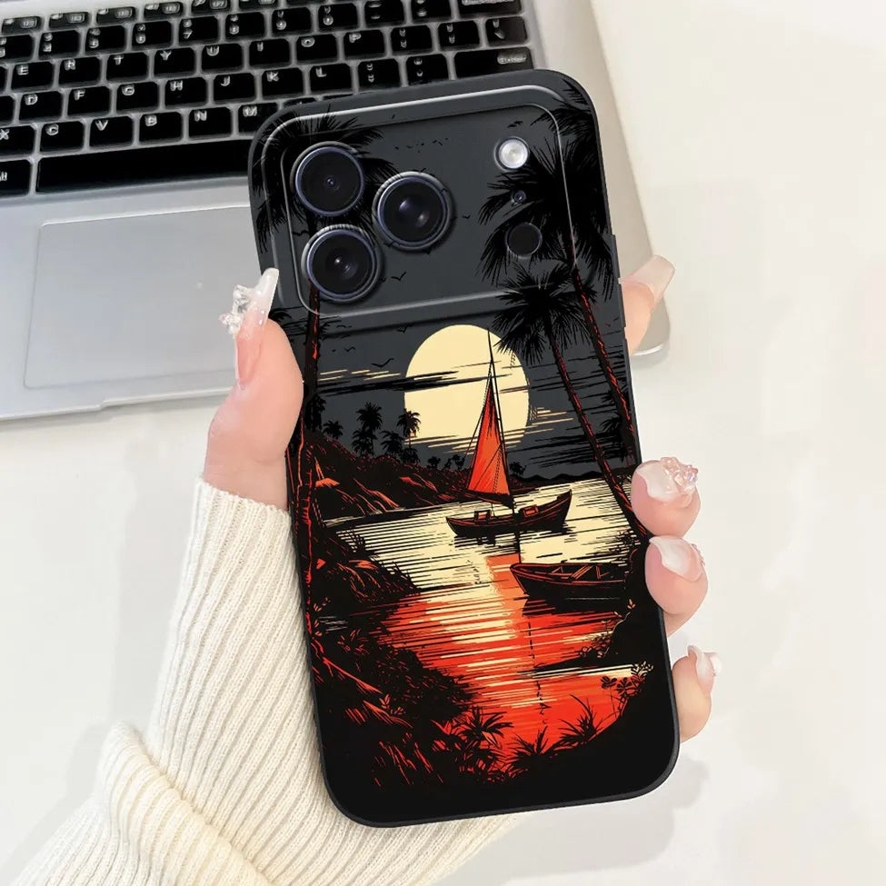 iPhone 17 Pro Silicone Case | Cute Kawaii Floral Painted Cover