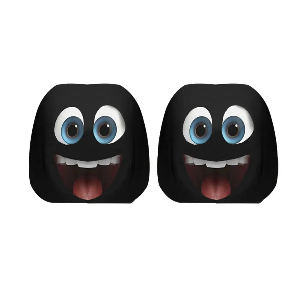 2-Pack Cartoon Smiley Face Car Headrest Covers – Washable