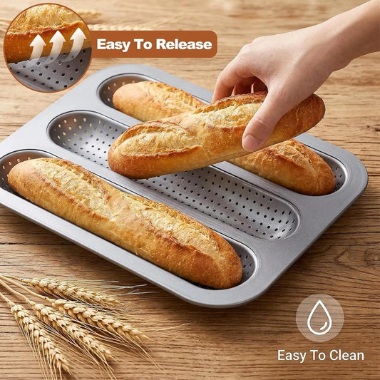 Non-Stick Carbon Steel Baguette & Bread Loaf Baking Pan Bread Baking Pan Oasis Select