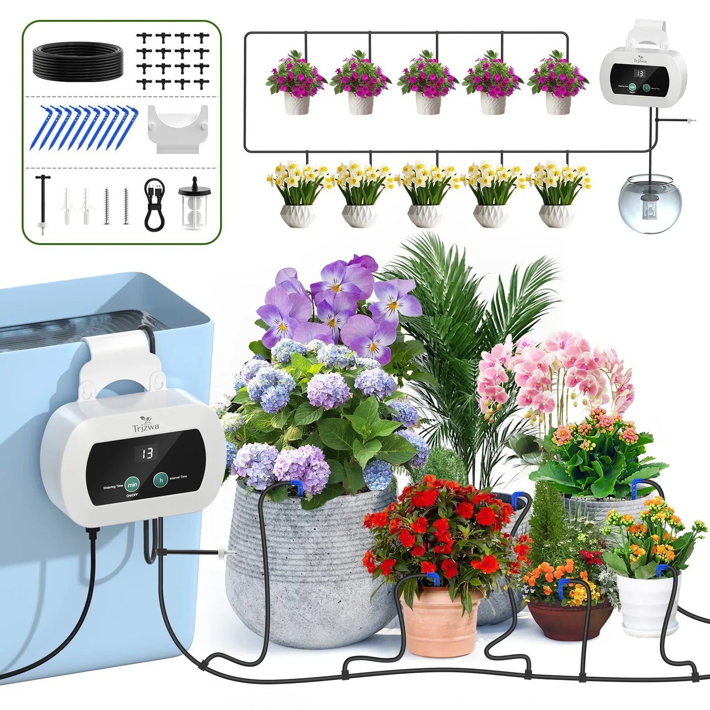 Indoor Automatic Drip Irrigation System – 10 Drip Tips & Timer
