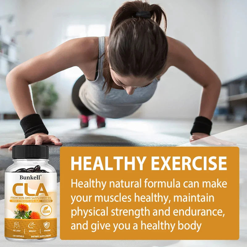 CLA 1000mg Supplement – 80% Active CLA from Safflower Oil