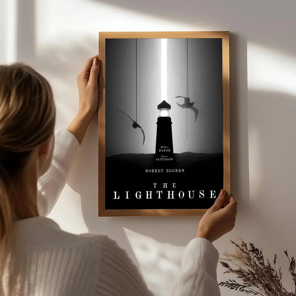 Movie T-The Lighthouse Poster HD Self Adhesive Waterproof Wall Art Ideal for Home Office Dorm Bedroom Great Gift Peaceful Pleasures Health and Wellness White4 15X20cmNoframe